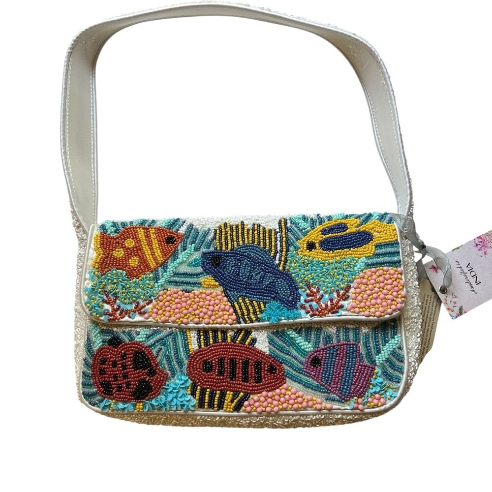 Colorful Beaded Fish Design Women's Bag